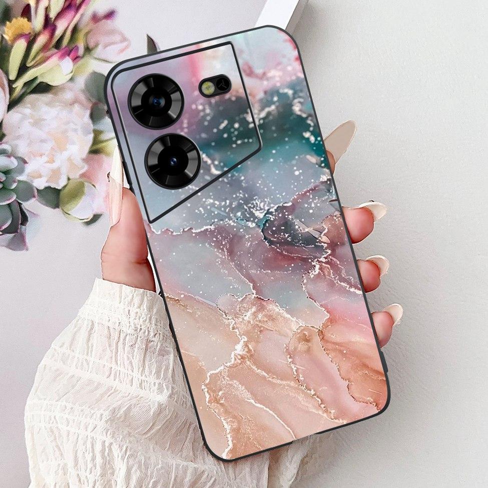 Cover For Tecno Pova 5 Case LH7n Silicone Cute Cat Fashion Flowers Luxury Painted Casing For Techno Pova 5 Phone Case Bumper