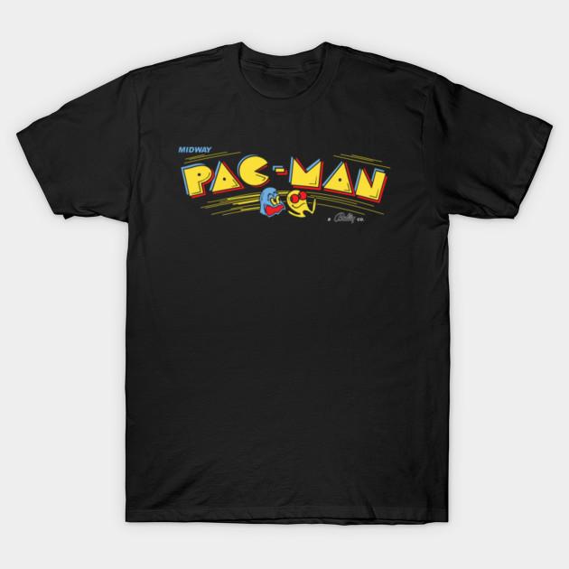 Мужская черная футболка с принтом Pac-Man Аркадная футболка Печать на трансферной бумаге без вырезания Хлопковая футболка 2XL чёрный