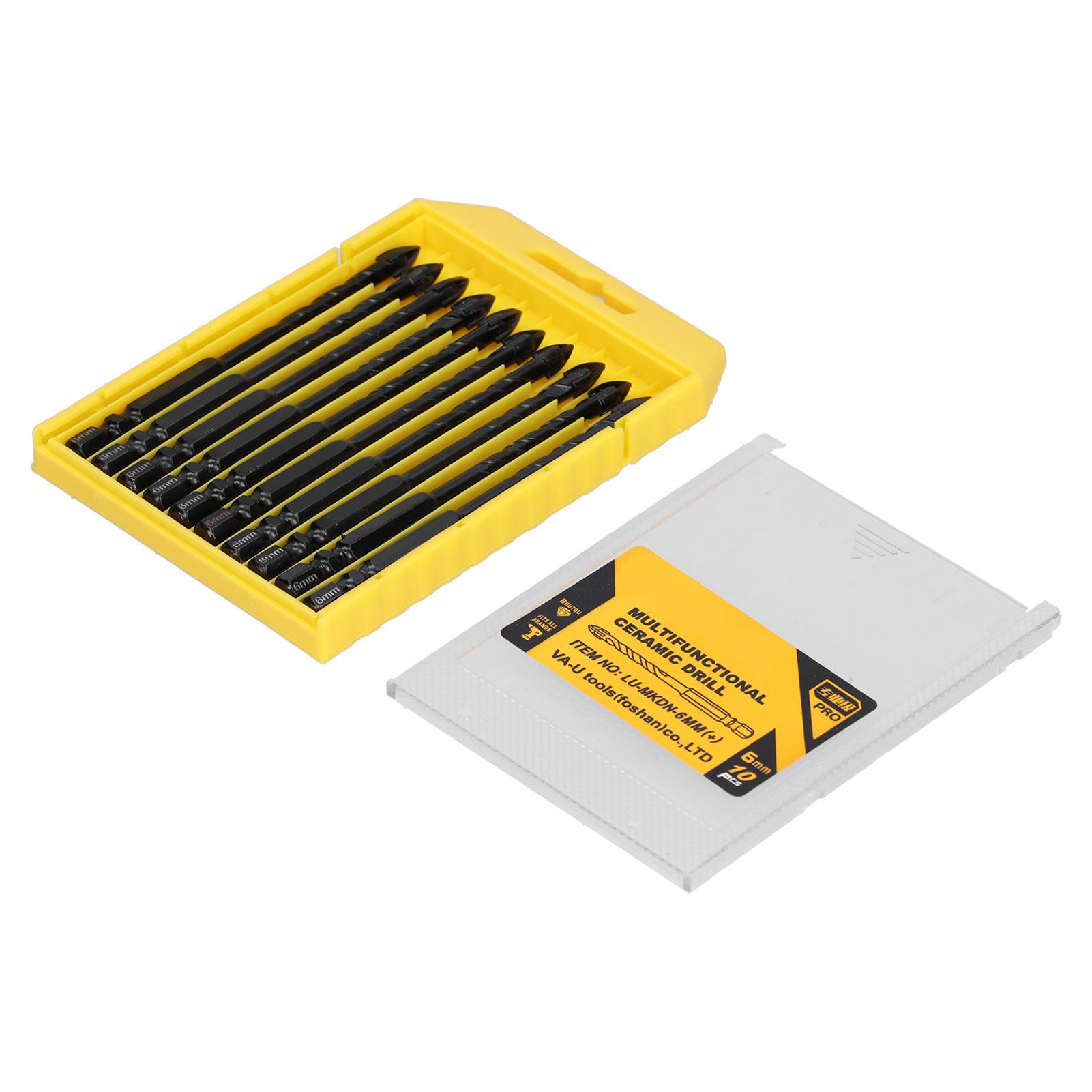 

10 шт. сверл, черное крестообразное угловое копьевидное сверло с шестигранной ручкой для бетона, керамики, для плитки, кирпича