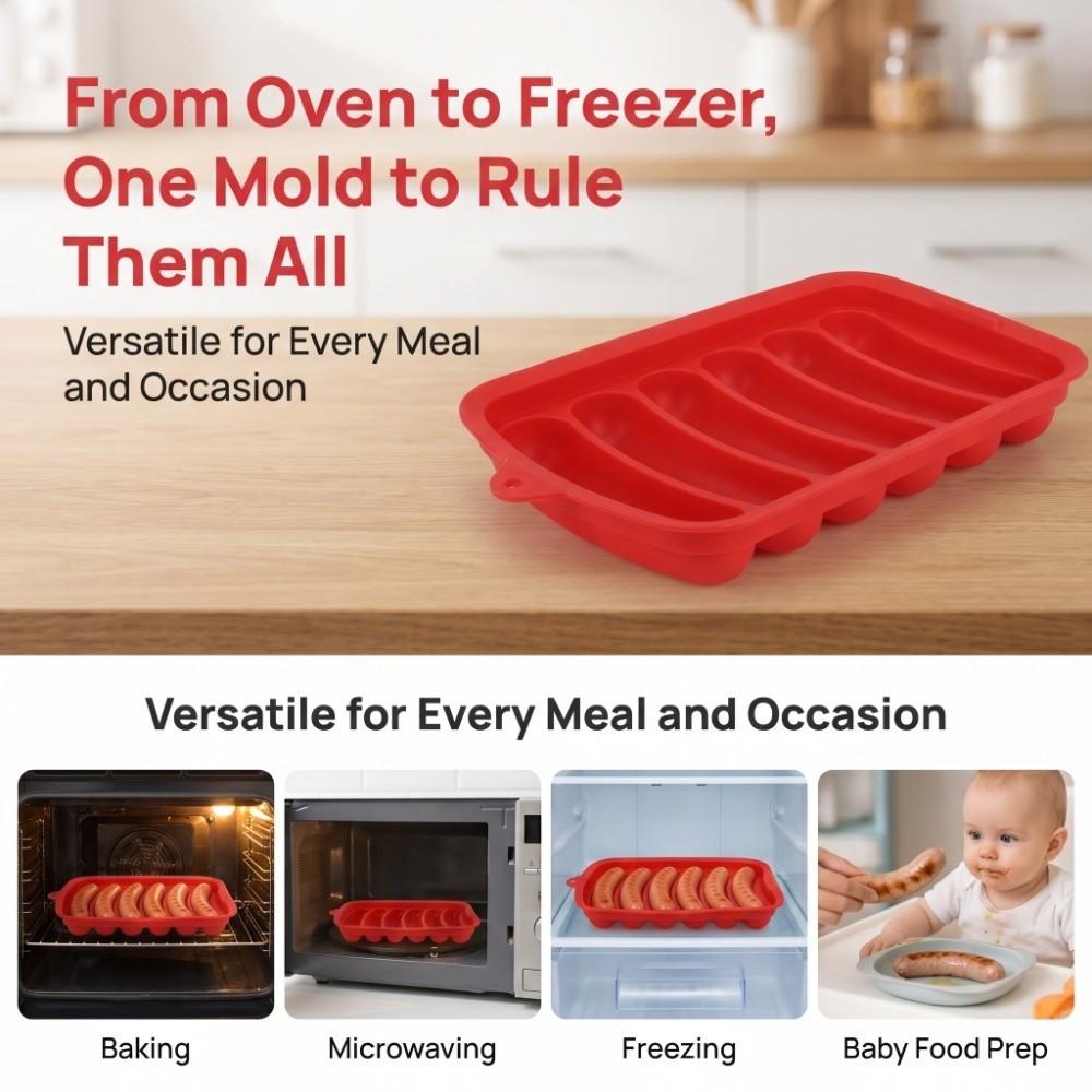 3 pezzi Con Coperchio Ventilato Stampo per Hot Dog in Silicone per Alimenti Vassoio per Preparare Prosciutto Cucina di Casa Cottura