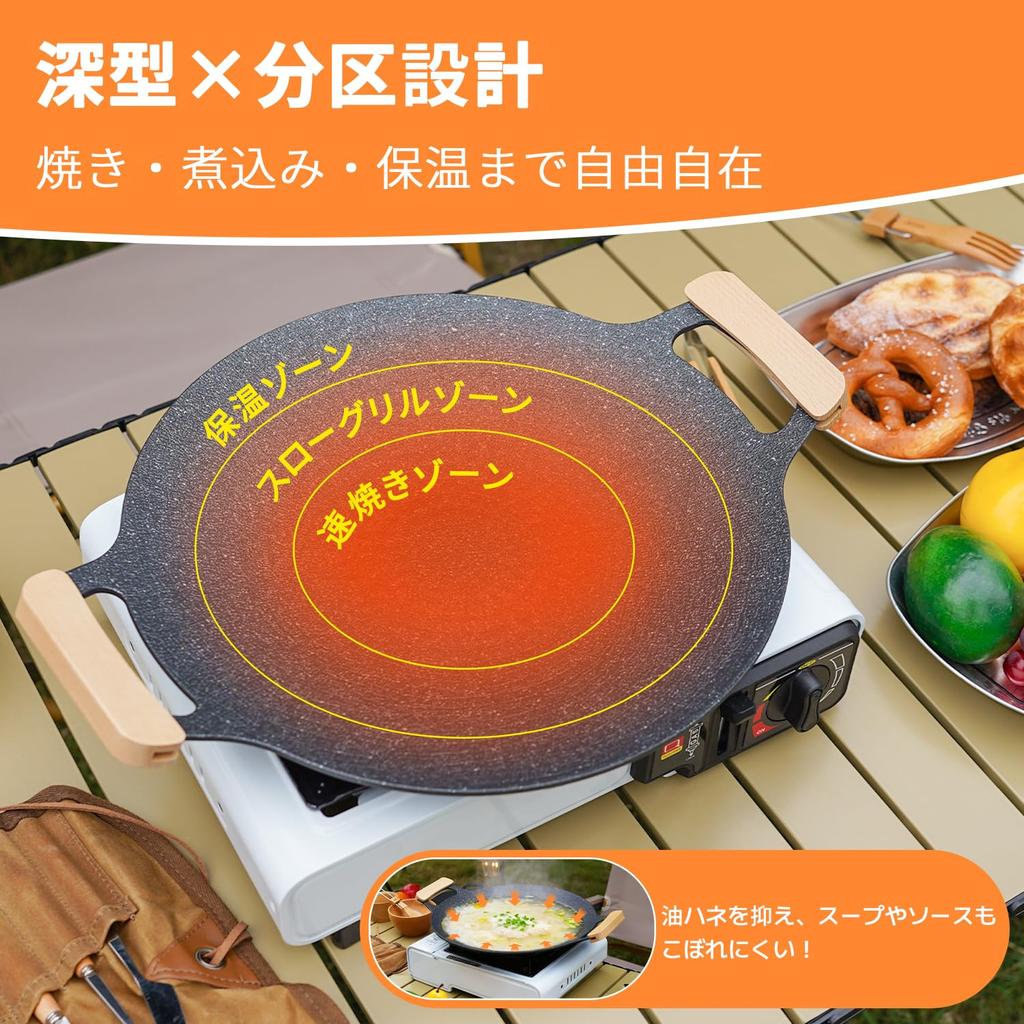 GFUN Multi Griddle 30cm Grilling Plate - Suitable for Direct Flame, Gas, and Induction Cooktops - Lightweight, No Seasoning Required, Easy To Clean, G