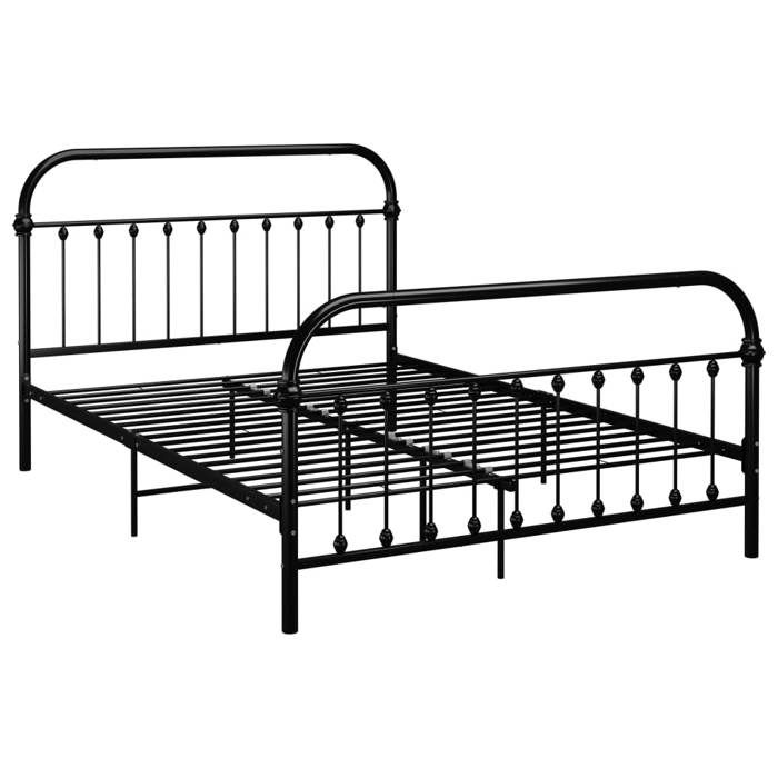Cadre de lit - Maison Exclusive - Métal - 160x200 cm - Noir - Tête de lit incluse