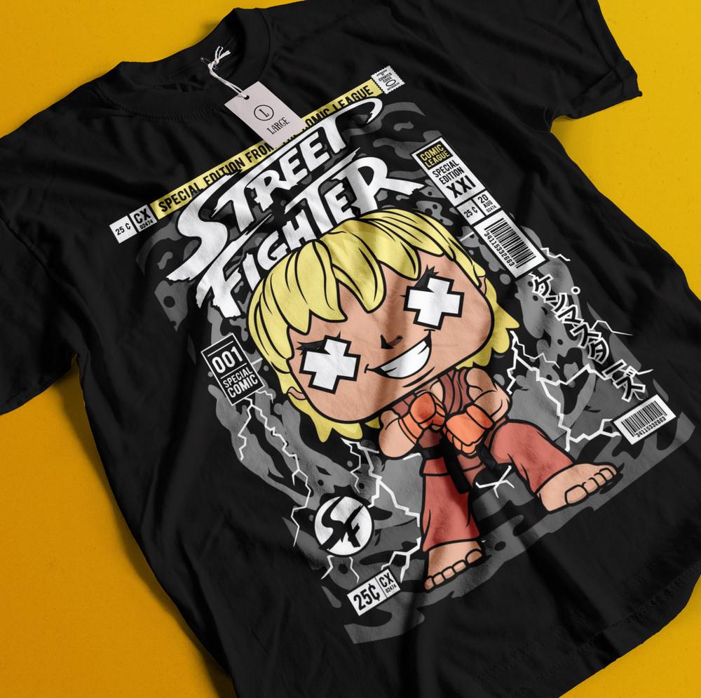 

Кен Футболка Карате Футболка Street Fighter Футболка Чун Ли Футболка Акума Аниме Бой Зангиев 3XL