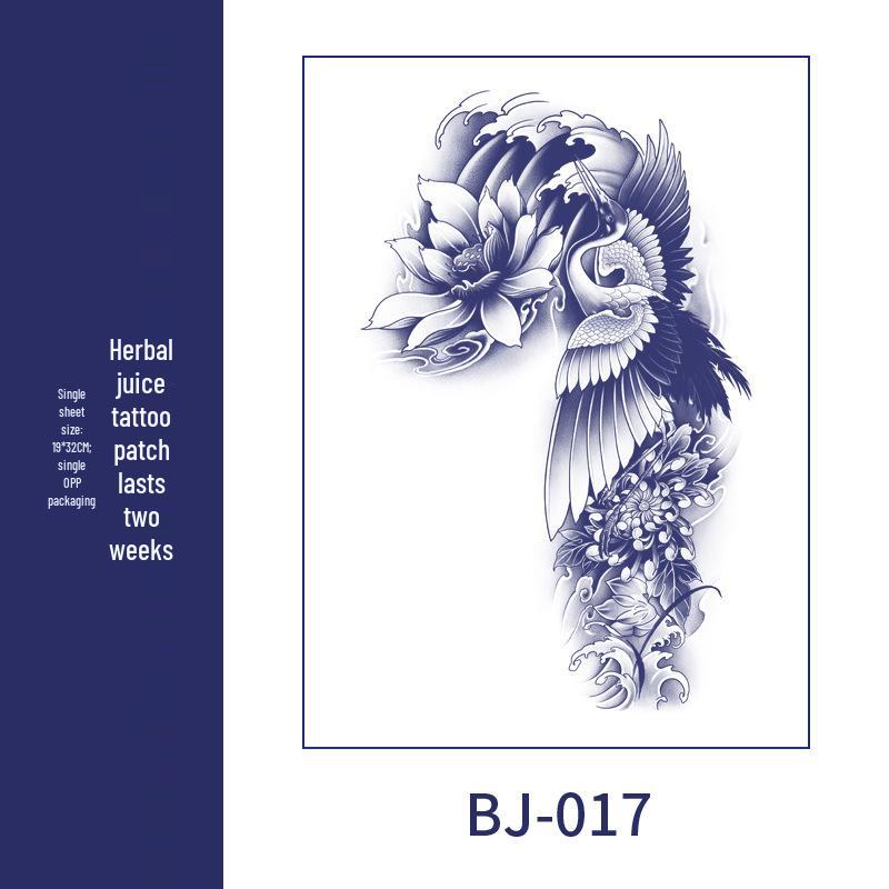 Men's Semi-Permanent Herbal Waterproof Tattoo Stickers - Long-Lasting, Non-Reflective Full Arm Cover