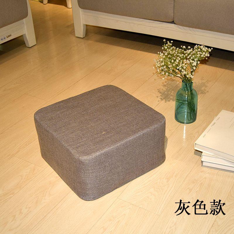 

Removable and Washable Fabric Futon Bay Window Heightening Stool Linen Gray style 39*39*20cm (hard foam Cotton)