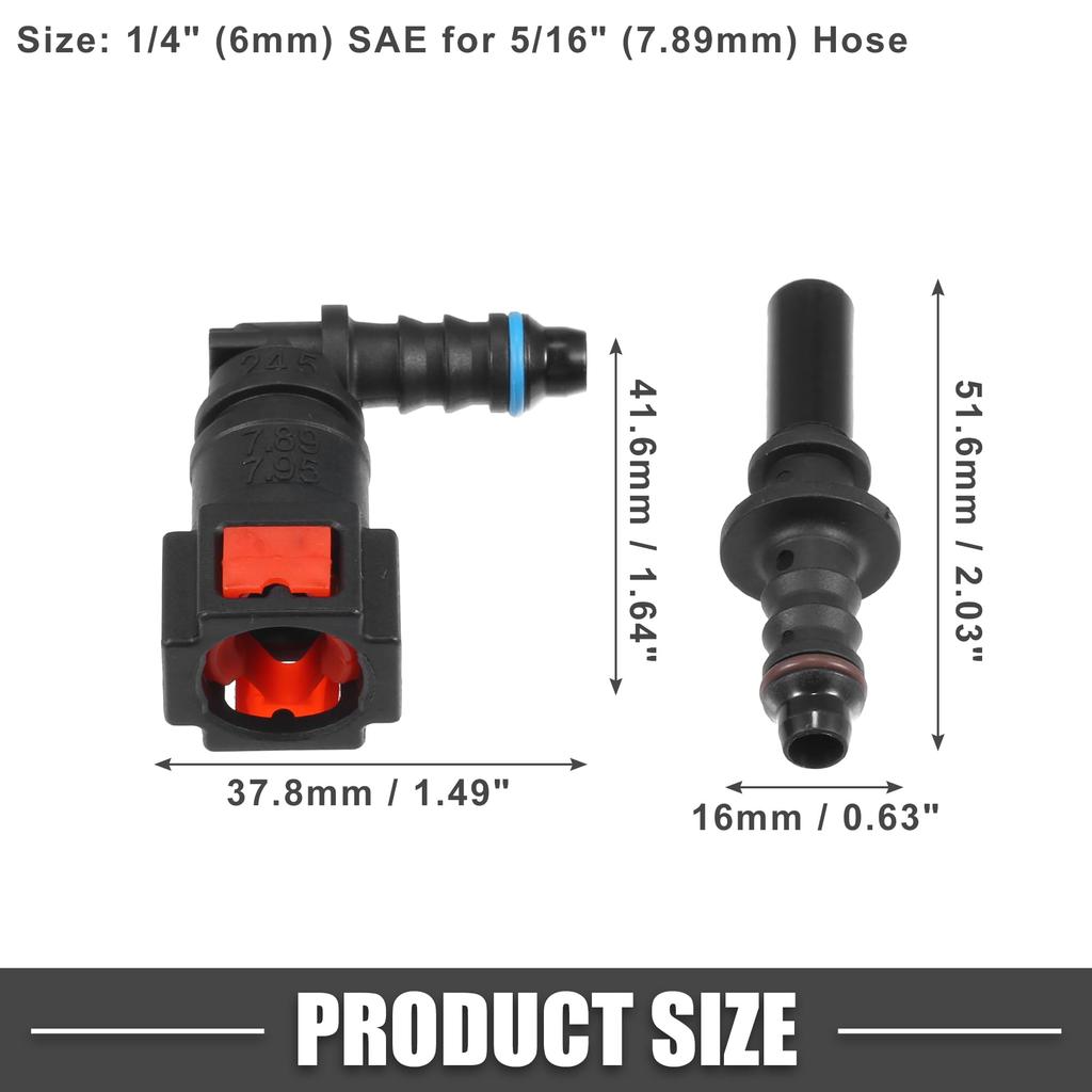 A ABSOPRO Car Fuel Line Hose Quick Release Connector Kit 90 Degree 5/16" 7.89mm