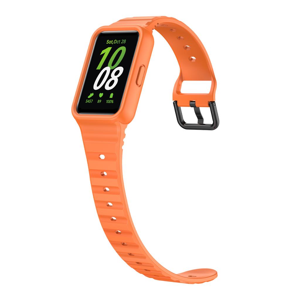 Silicone Case+Strap for Samsung Galaxy Fit3 Replacement Sport Wristband Bracelet Belt Integrated Band for Samsung Fit 3