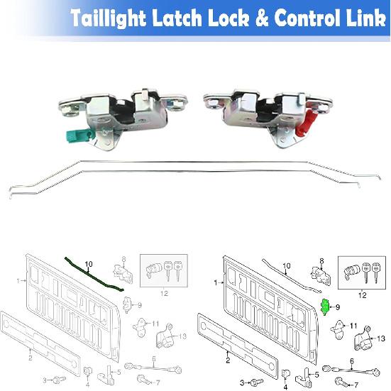 1Pair Tailgate Latch Lock With Control Link Compatible With Toyota Tundra 2007- Replaces 65780-0C041 65790-0C041 65655-0C011 65656-0C011 Left Right