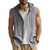 2025 Summer Mens Sleeveless Shirt New Men Loose Casual Linen Hooded Shirt Male Thin Waistcoat Male Trendy Casual Shirt