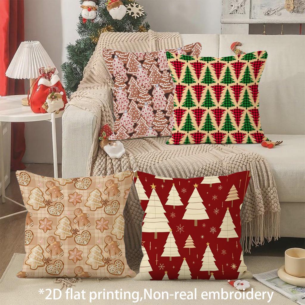 Christmas Themed Throw Pillow Covers Pattern Cushion Cover Suitable for Sofa Bedroom Car Pillow Cover
