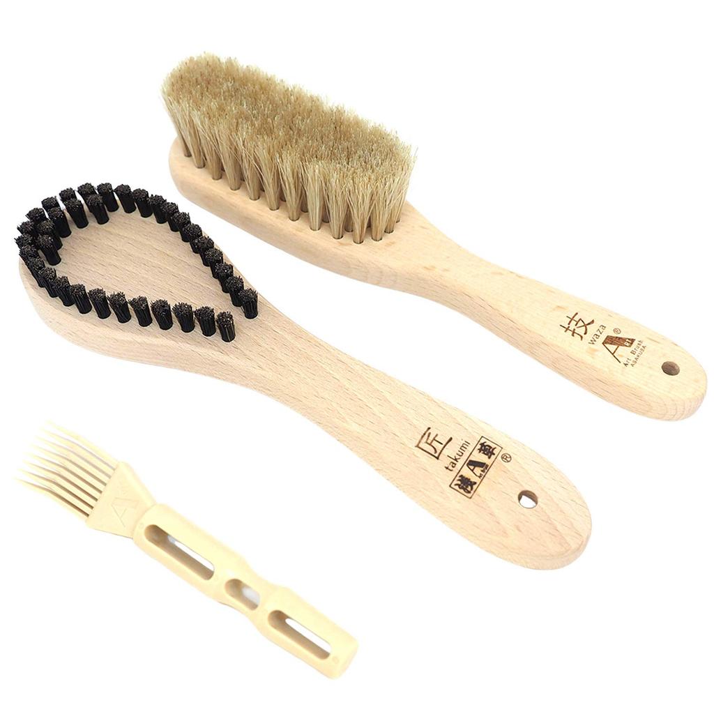 Asakusa Art Brush Lint Remover Brush Clothes Brush Set Brush Authentic Made In Japan Includes a Free Small Lint Remover Brush "Takumi" & "Waza"