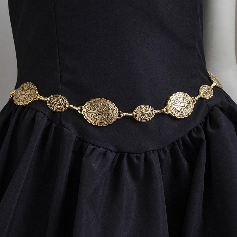 Bohemian Waist Chain with Retro Embossed and Aged Classic Metal Engraving for Women