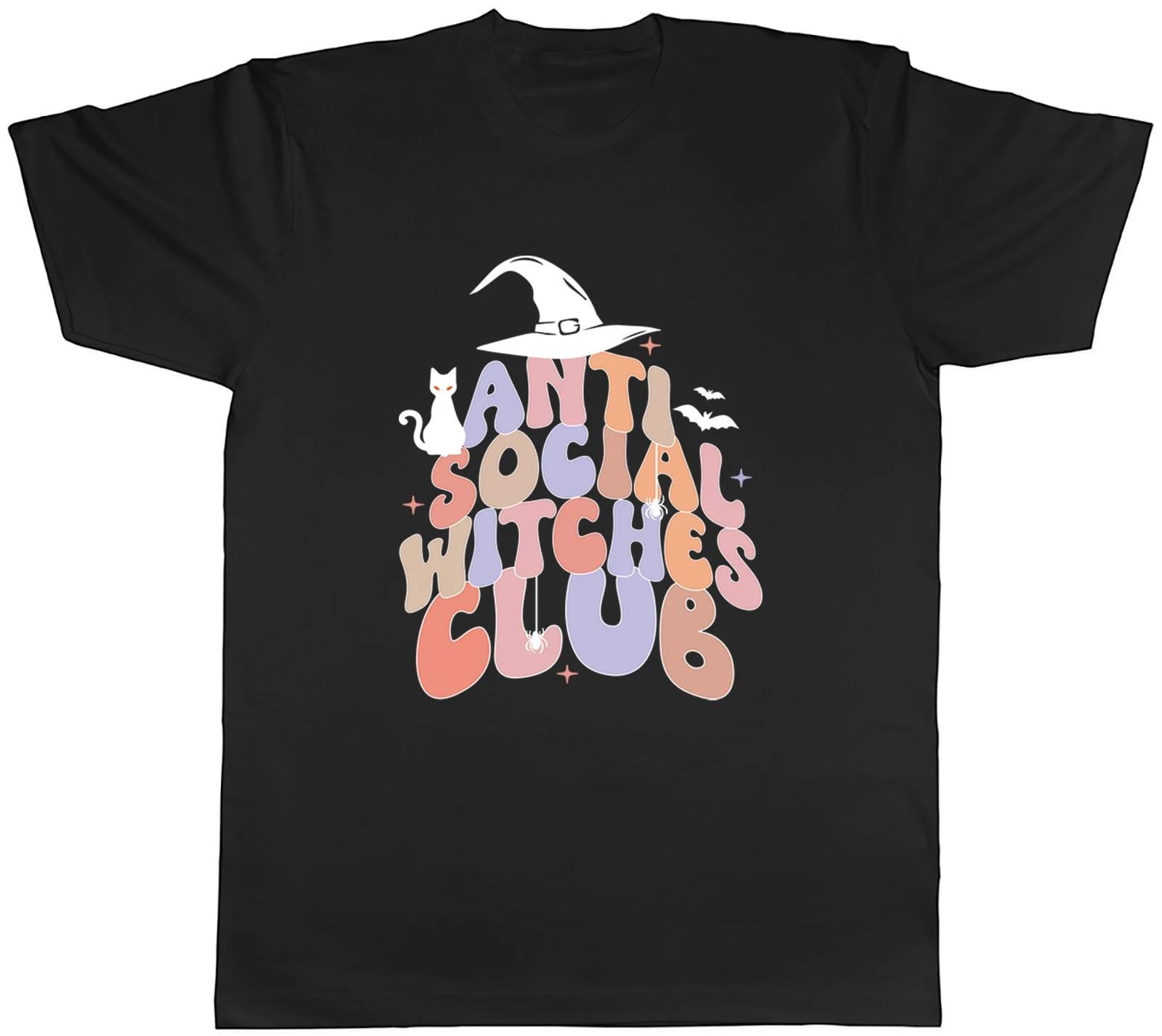 Anti Social Witches Club Funny Halloween Witch Mens T-Shirt Tee Gift Top XXXXL