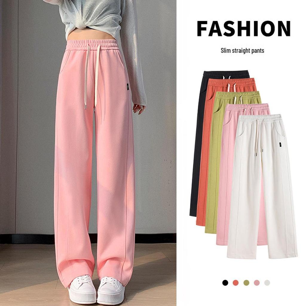 Women's High Waist Loose Candy Color Wide Leg Pants - Versatile Slim Fit for Spring and Autumn