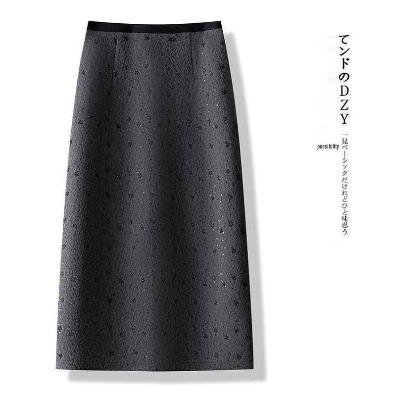 Hot Diamond High-Waist Midi Skirt - Autumn/Winter 2025: Thick, Comfortable, Slimming, Slit, Straight, Hip-Hugging Women's Fashion