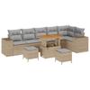 Garden Sofa Set with Cushions 9 Pcs Beige and Light Grey Poly Rattan