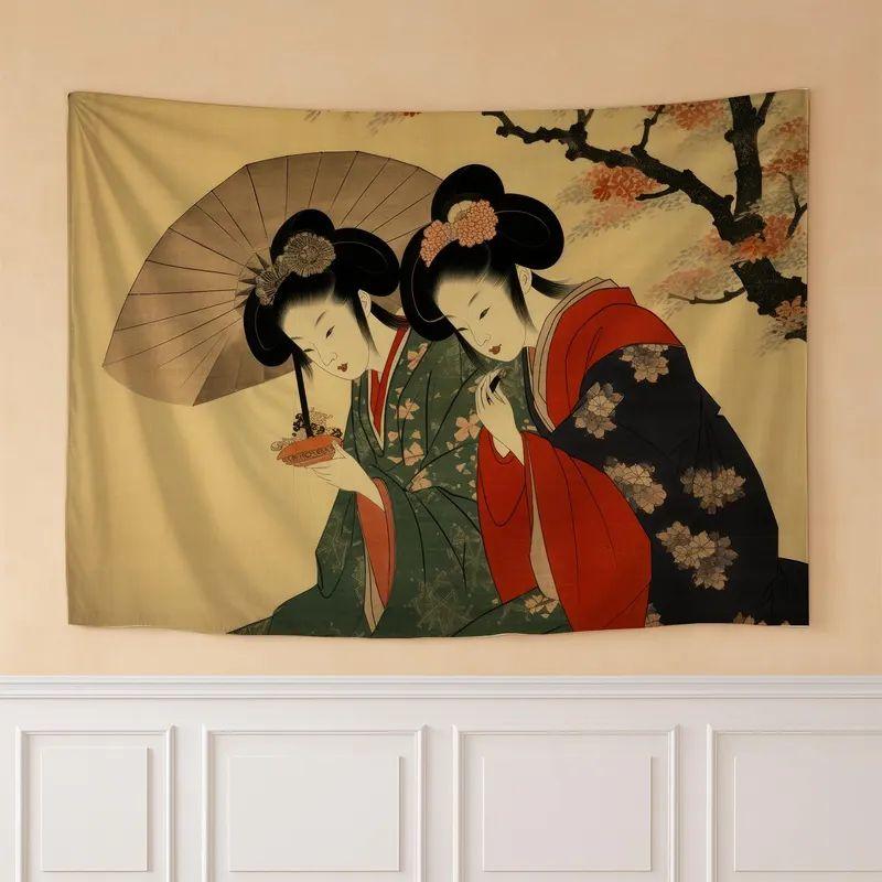 Geisha Tapestry Japanese Art Ukiyoe 75x100