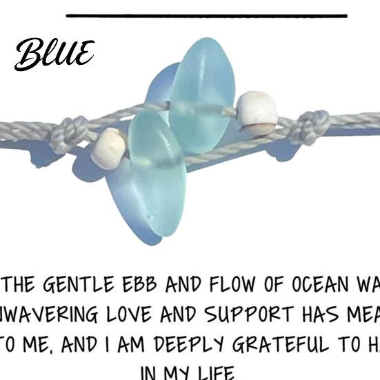 Blue And White Bead Bracelet Soul Sister Handmade Adjustable Ocean-Inspired