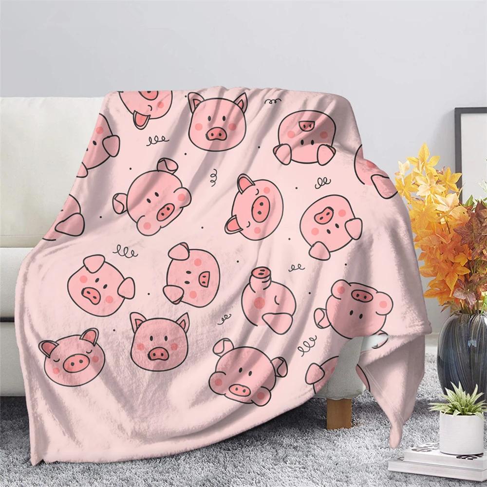 Cute Pig Pink Fleece Blanket Soft Warm Bedroom Throw Blanket On Bed Sofa Bedding Travel Sherpa Blankets for Adult Kids Quilt