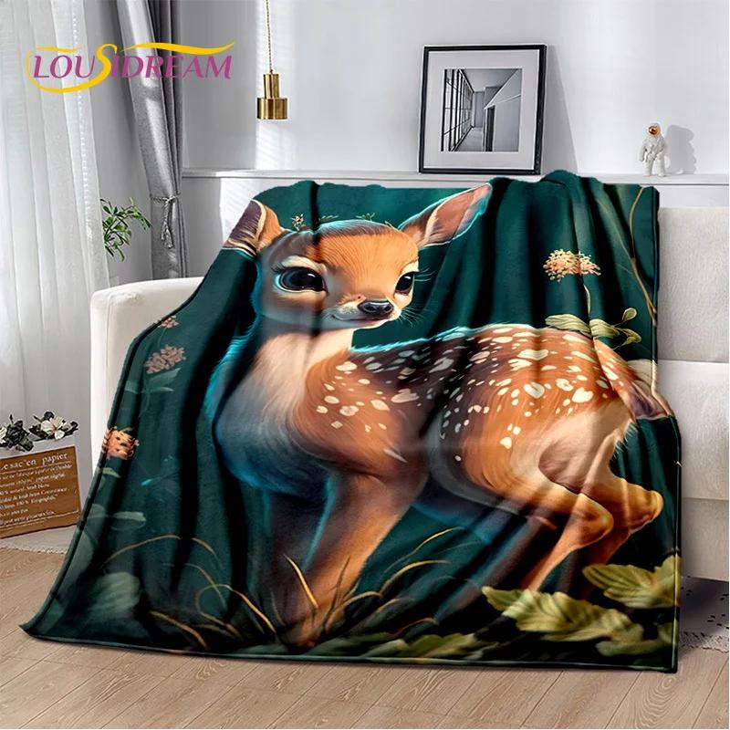 3D Dream Forest Christmas Elk Sika Deer Soft Plush Blanket,Flannel Blanket Throw Blanket for Living Room Bedroom Bed Sofa Cover
