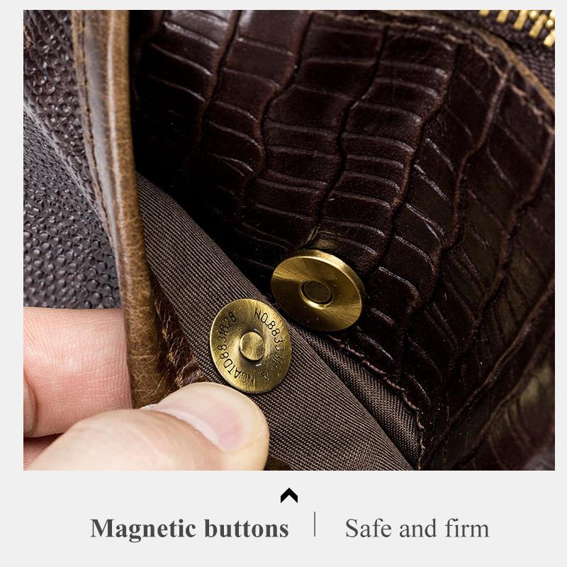 Men Vintage Crocodile Grain Top Grain Genuine Leather Motorcycle Thigh Leg Bag Multifunctional Waist Hip Fanny Pack For Riding