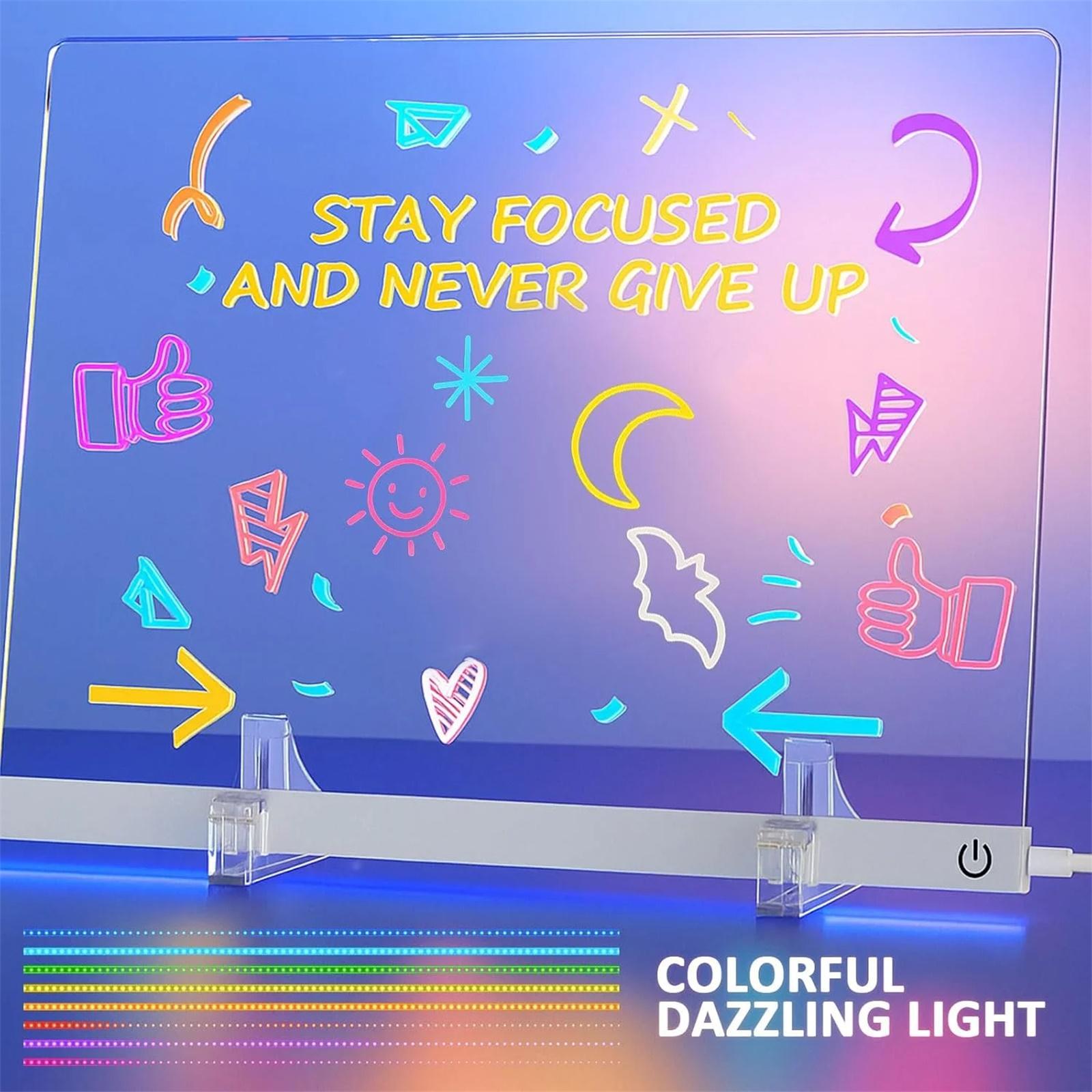 

LED Drawing Board Children s Illuminating LED Drawing Board Acrylic Illuminating Writing Board With Stand Acrylic Dry Erasing Board 7ml 30*20*1cm білий