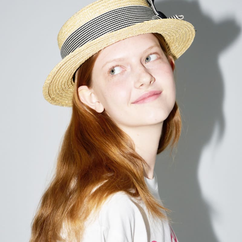 

Шляпа-боатер из соломенной ленты с закруткой ACONTT_3 ЦВЕТА BLACK