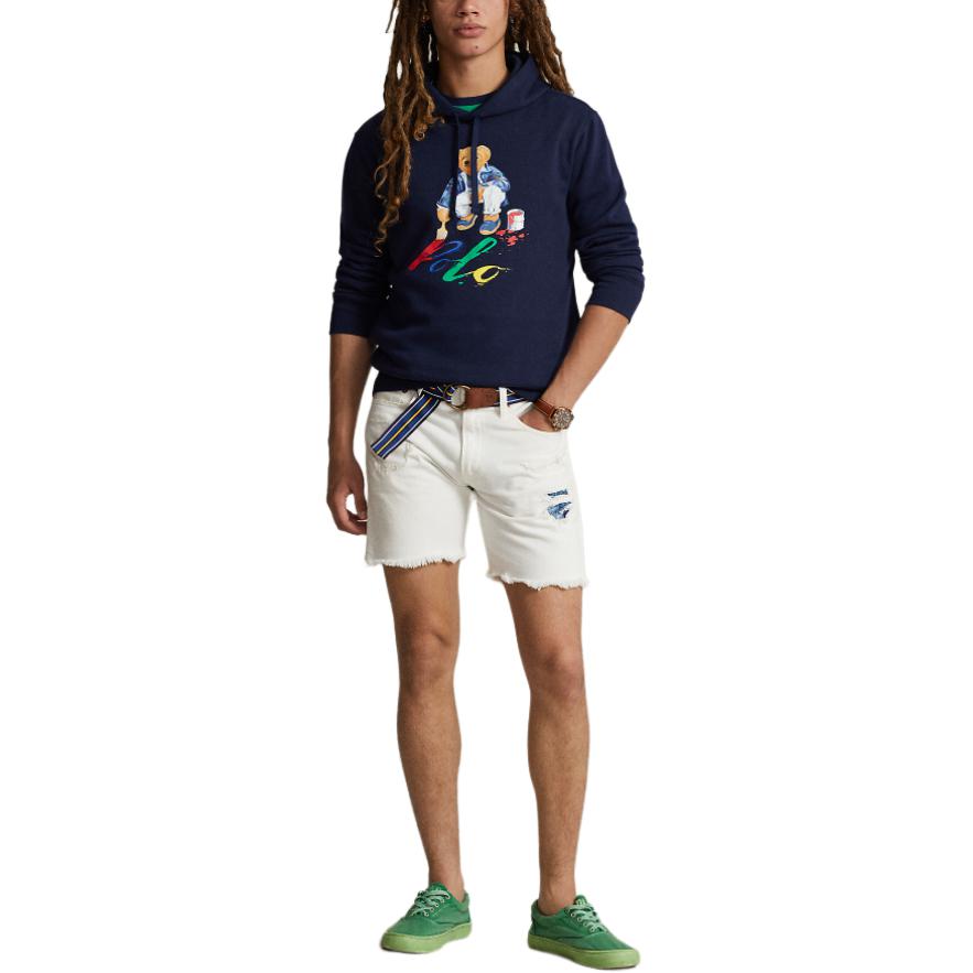 Polo Ralph Lauren Ss24 Beer Letter Patroon Hooded Lange Mouw Sweatshirt Heren sweatshirt Marineblauw MNPOKNI16823449-410