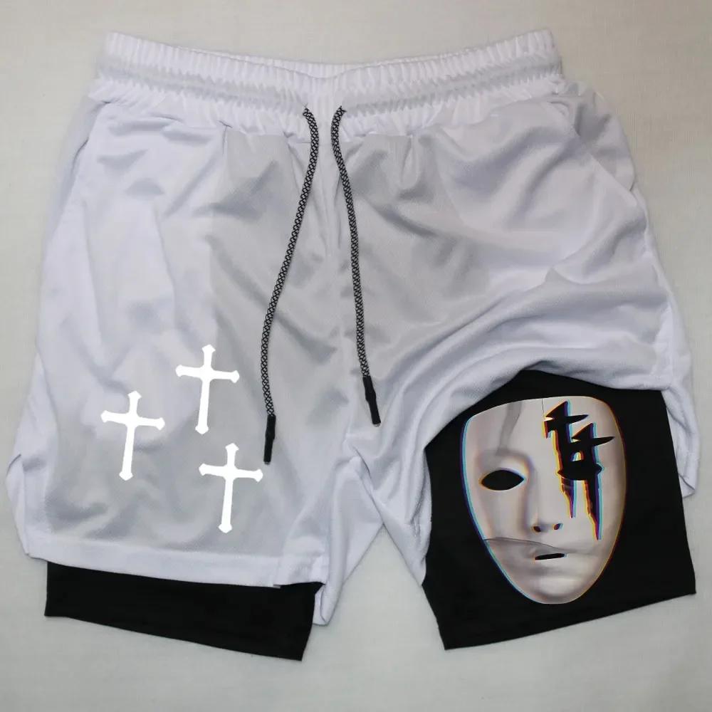 2026 Summer Jogging Shorts Men's Gym Shorts 2 In 1 Mesh Quick Dry Sport Performance Fitness Workout Double Layered Board Shorts