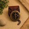 Sundial Compass with Leather Case, Brass Pocket Compass, Engraved Gift for Him, Unique Anniversary Explorer Gift