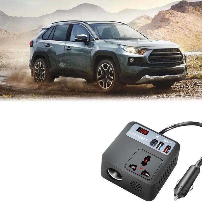 DC12V-24V to 220V AC Car Travel Adapter Voltage Converter 100W Car Power Inverter Car Plug Adapter Outlet for Road Trip