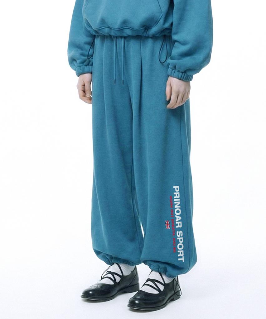 PRINOAR Sports String Single-Pleat Wide Pants - Peacock Green