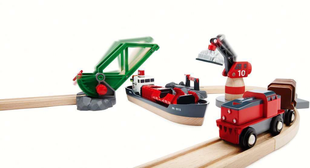 BRIO Cargo Harbor Set Ages Wooden Wooden Rail Gift [16-Piece Set] 33061, 3+. [Toy, Toy, Rail, Set, (Birthday/Christmas)]