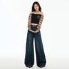 Women's Autumn High-Waisted Hong Kong Style Floor-Sweeping Loose Jeans