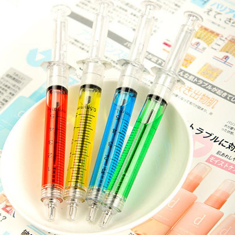 

5pcs/lot Syringe Ballpoint Pen for School Kids Writing Supplies , Creative Syringe Pen (Blue,Mixed colors)