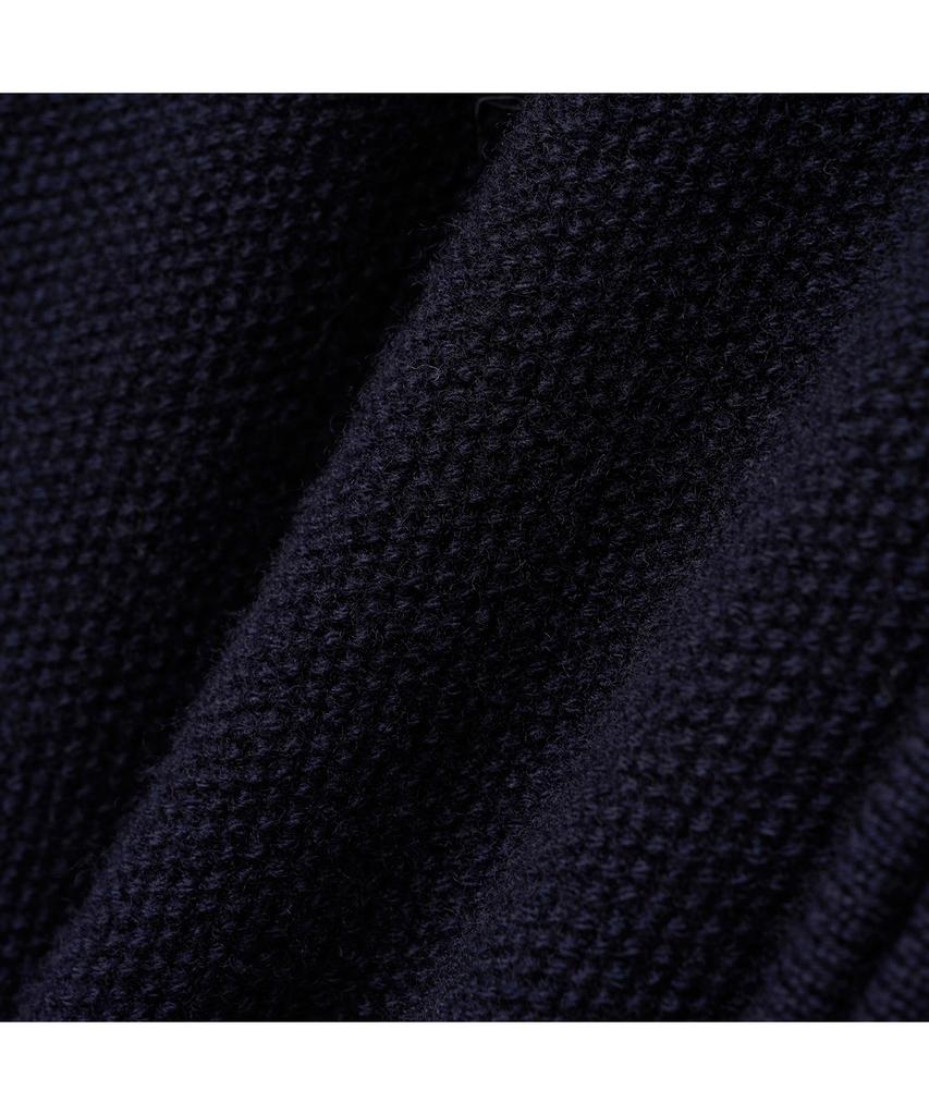 Iolo Textured Knit Zip-Up Hoodie_Navy