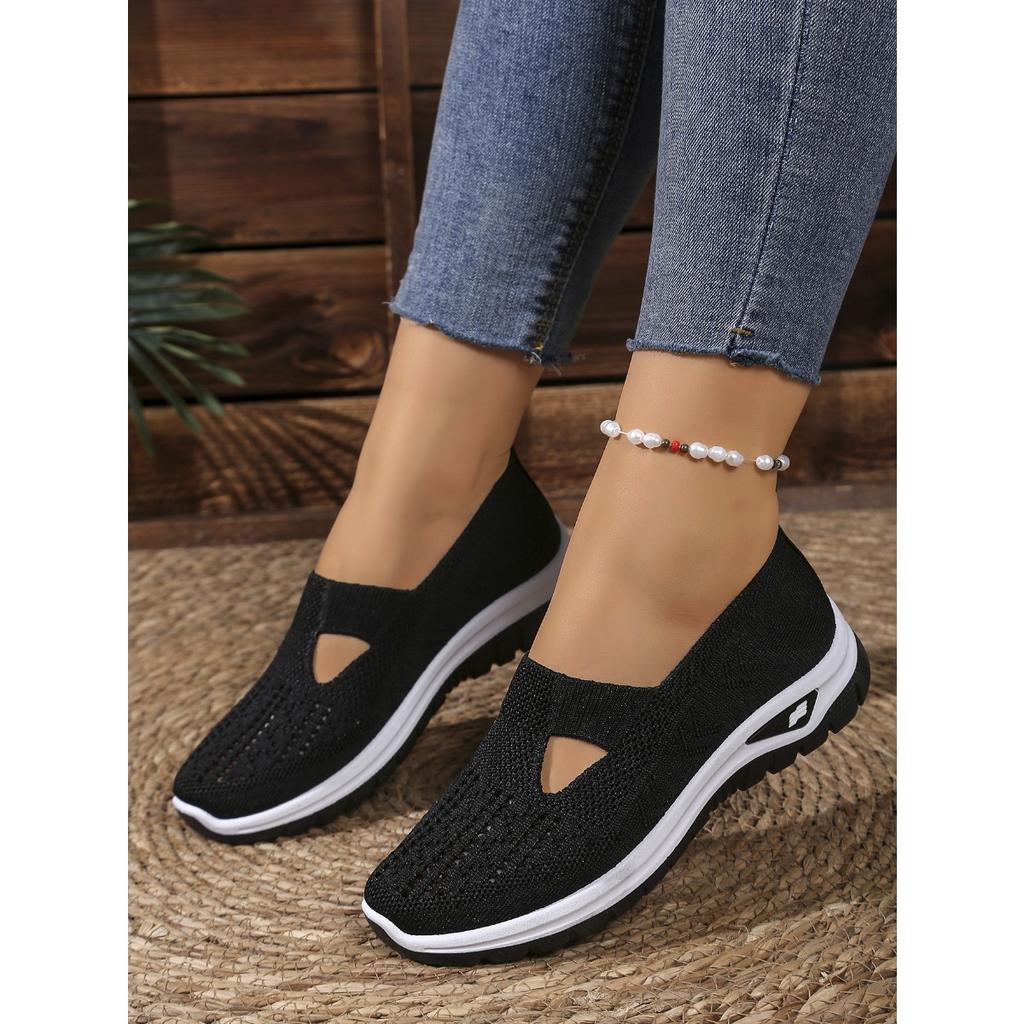 Modische und bequeme lässige Einzelschuhe in Übergröße mit atmungsaktiven, fly-gewebten Mesh-Schuhen mit Aushöhlungen, Ein-Fuß-Schuhe