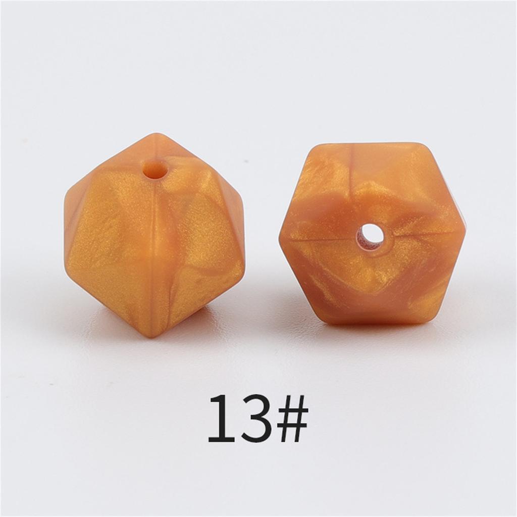 TX49 10Pcs 14mm Hexagon Solid Color Silicone Beads Jewelry DIY Necklace Bracelets Keychain Trend Handmade Accessories Jewelry