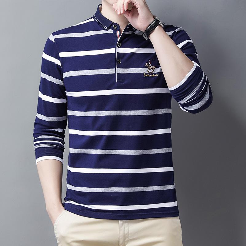 Новая мужская рубашка поло весна-осень с длинным рукавом и базовой рубашкой — фото 7