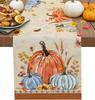 Fall Harvest Pumpkin Linen Table Runner Holiday Party Decor Reusable Kitchen Dining Table Runner Autumn Thanksgiving Decorations