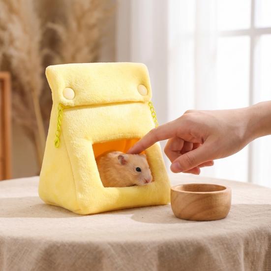 Comfy Sleeping Bag for Hamsters Bread Hamster Bed, Plush Warm Cave Cozy Hanging Creative Shape Pet House Hammock, Small Animal Cage Accessory
