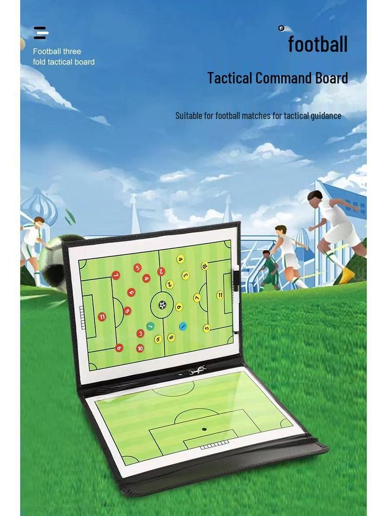 Foldable Magnetic Football Coaching Board with Chess Pieces and Pen