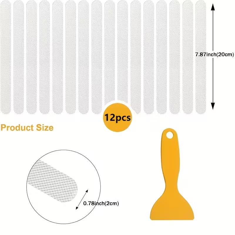 10pcs Anti-Slip PEVA Strips, Washable Transparent Self-Adhesive for Bathroom, Steps, Stairs - Safety Grip