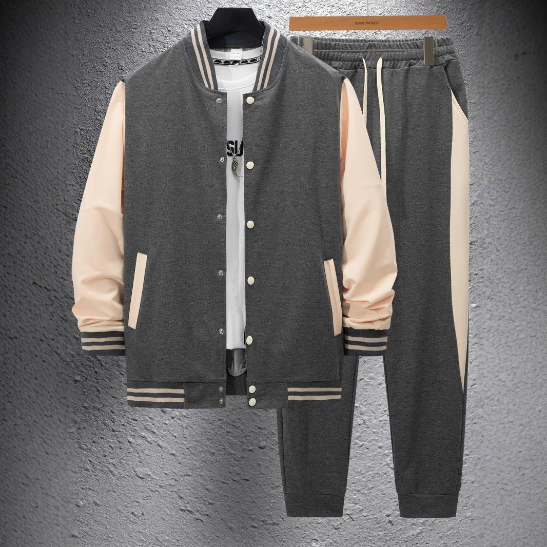

Men s Fashion Spring and Summer Men s Clothing Two-piece Golf Men To Wear The Ball Sports Button Pocket Two-piece Suit XXXL сірий
