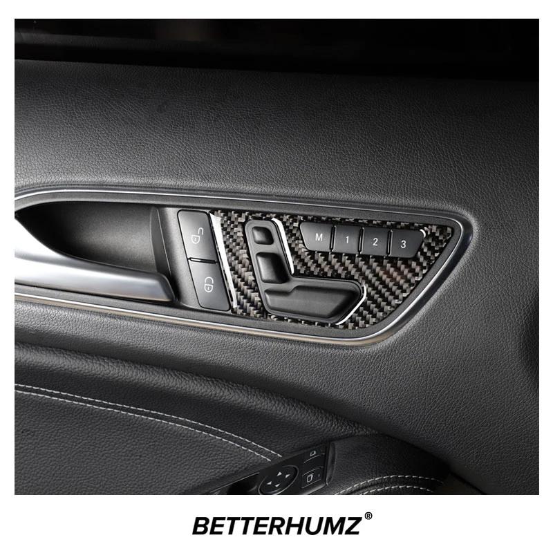 Carbon Fiber For Mercedes Benz A Class W176 CLA C117 GLA X156 Car Seat Adjust Panel Trim Frame Sticker Auto Interior