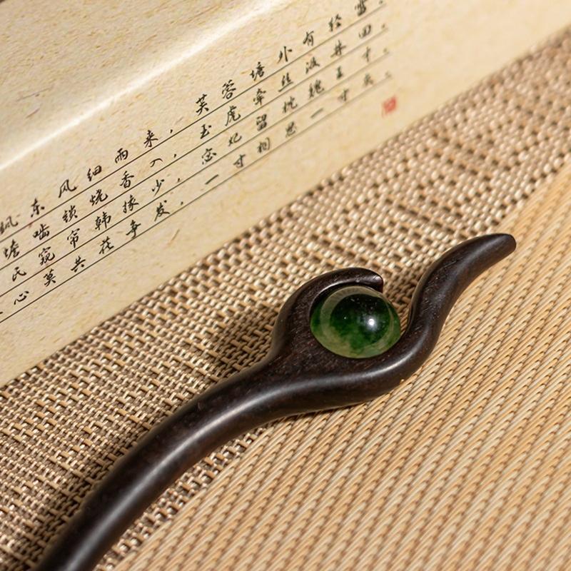 Chinese Style Imitation Jade Wooden Hair Sticks Simple Retro Hair Forks Hairpins For Women Girls Hair Bun Fixed Hair Jewelry