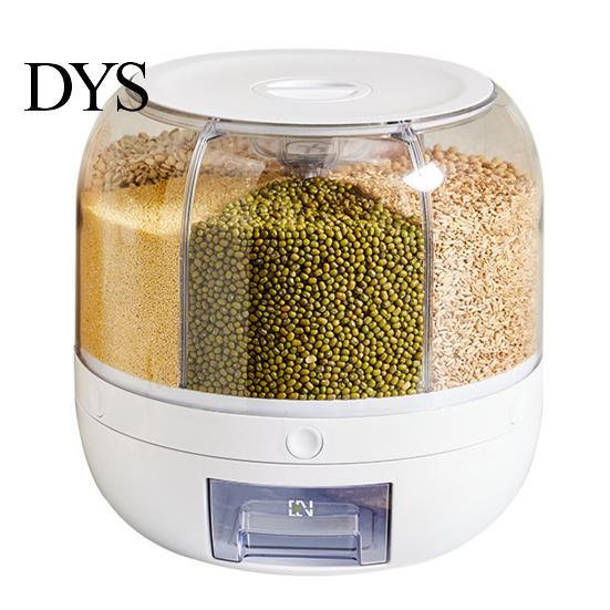 Rotating Grain Organizer Storage Holder Large Capacity One Button Opening Good Sealing Container Food Grade Detailed Division Design Jar Kitchen