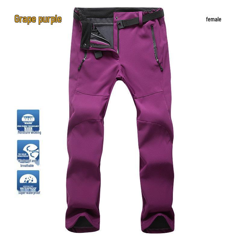 Men's and Women's Windproof Softshell Fleece Pants for Skiing, Mountaineering, and Outdoor Sports - Slim Fit, Plus Size, Autumn/Winter.