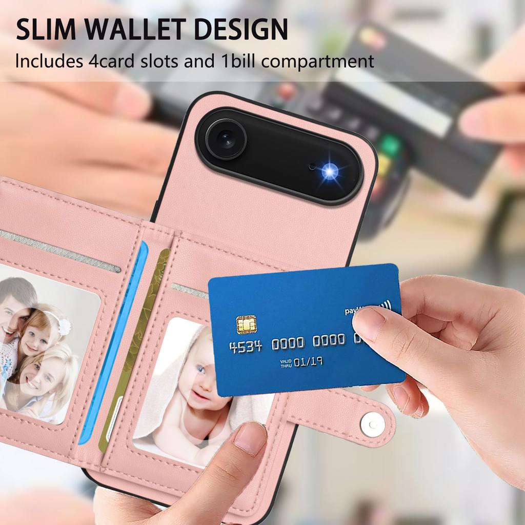 For iPhone Air Case RFID Blocking Card Holder Kickstand TPU+PU Leather Phone Back Cover