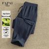 FAPAI Men's Ramie Cotton Linen-Feel Casual Pants